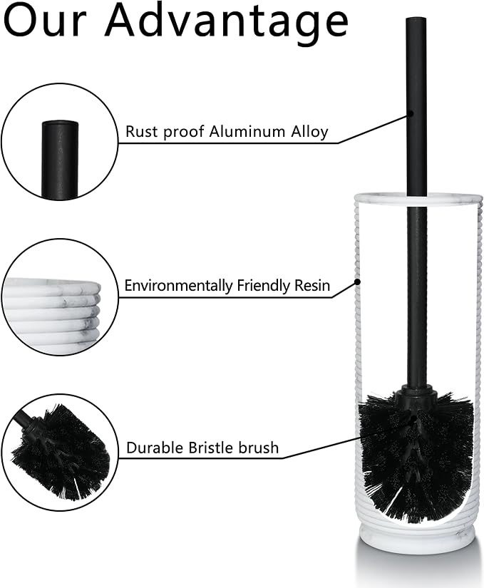 Contemporary Ribbed Design Resin Toilet Holder and Brush Set - Image 3
