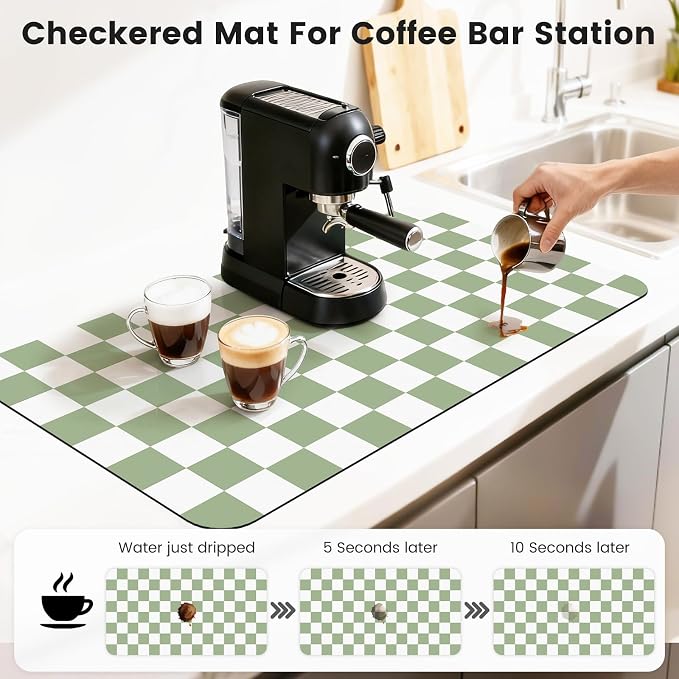 17" x 32" Checkered Dish Drying Mat - Image 4