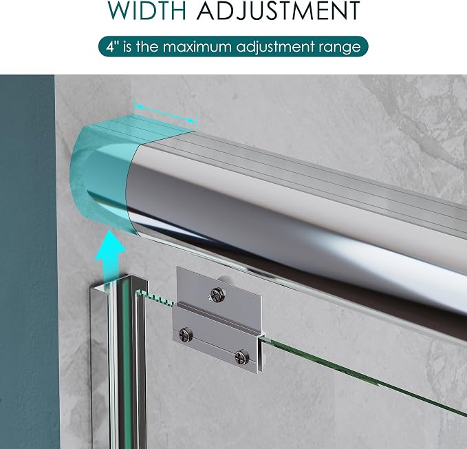 ELEGANT Double Sliding Shower Door 56-60" W x 72" H, Semi-Frameless Bypass - Image 3