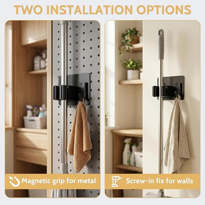 4pcs Magnetic Broom Holder Wall Mount, 12.13lbs Heavy Duty Mop and Broom - Image 5