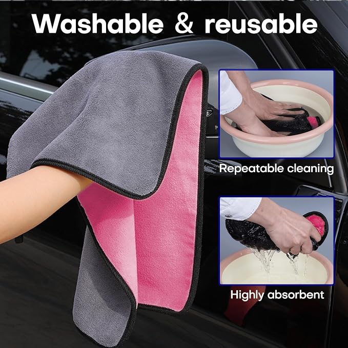 Hovom 3PCS Car Microfiber Towels, 23.62"×11.81" Lint-free Microfiber Towels - Image 5