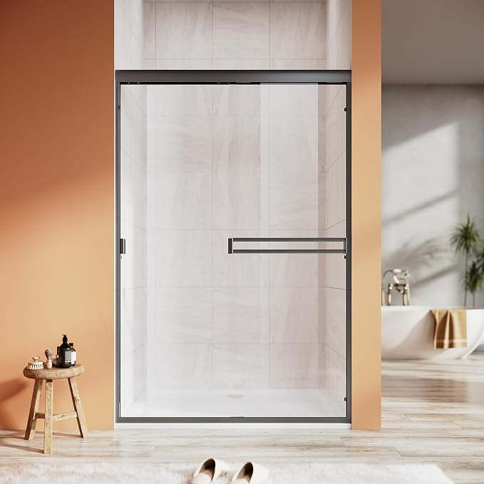 Shower Door 44-48 in. W x 72 in. H, UCALAFEE Semi-Frameless Double Sliding by Ucalafee