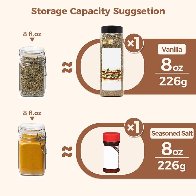 ComSaf Small Glass Jars with Airtight Lid Set of 6, Spice Jars 8 oz, Mason Jars - Image 3