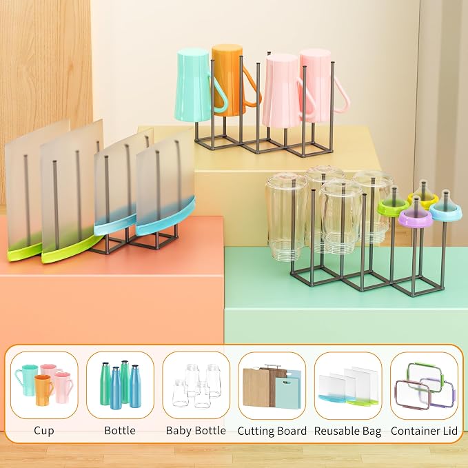 Foldable Baby Bottle Drying Rack-10 Poles Water Bottle Organizer - Image 6