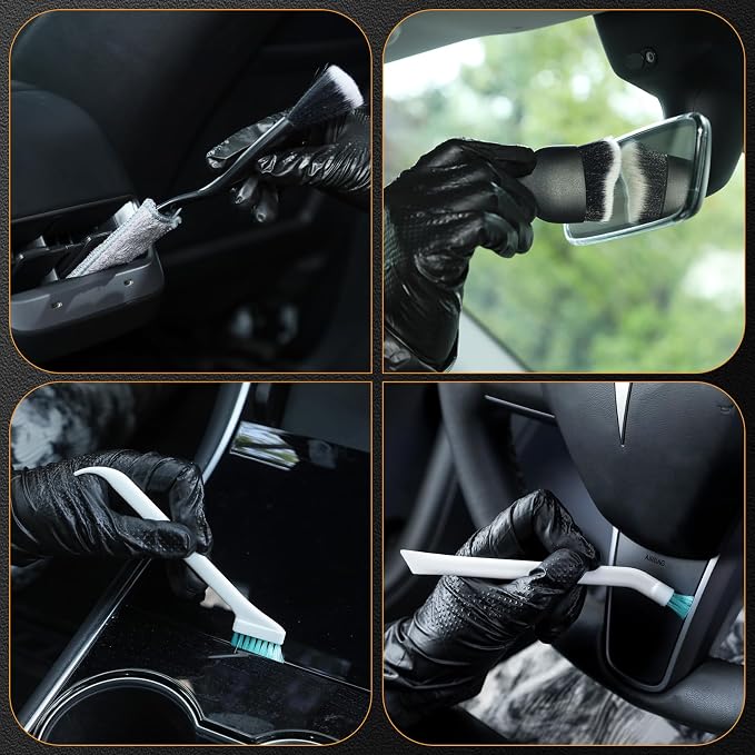 10PCS Car Detailing Brush Set, Boars Hair Car Cleaning Detail Brush kit - Image 6