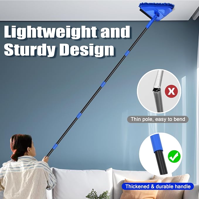 Wall Mop Cleaner Long Handle 80 inches, 180° Folding Ceiling Washer Scrubber - Image 3