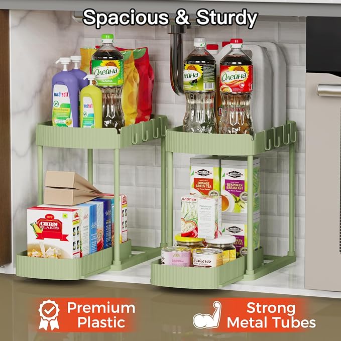 2 Pack Multi-Purpose Pull-Out Storage Organizers, Under Sink Organizers and - Image 3