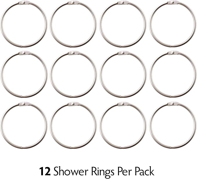 SlipX Solutions Brushed Nickel Simple Slide Shower Curtain Rings Provide - Image 5