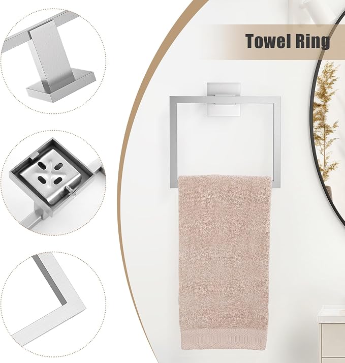 TQKAG Brushed Nickel Bathroom Hardware Accessories Set 5 Pieces, Double Post - Image 5