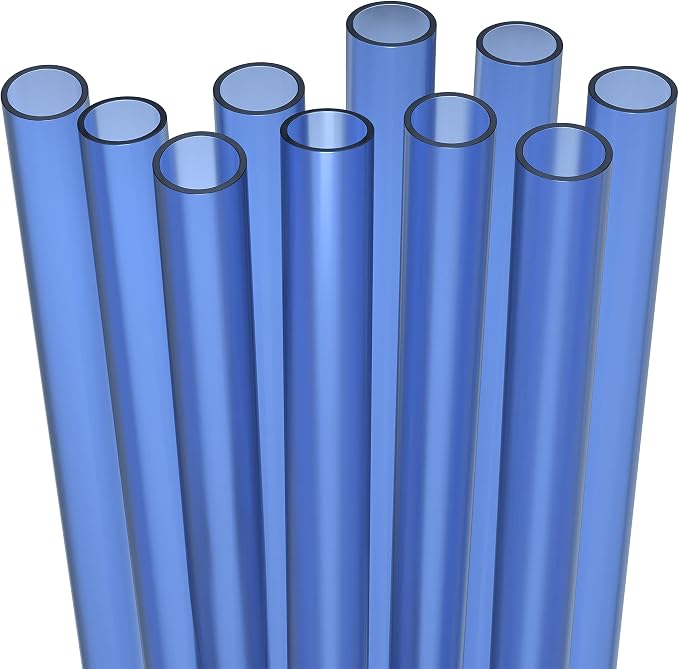 10 EXTRA WIDE Long Reusable Hard Plastic Drinking Straws + Cleaning Brush by Fiesta+First
