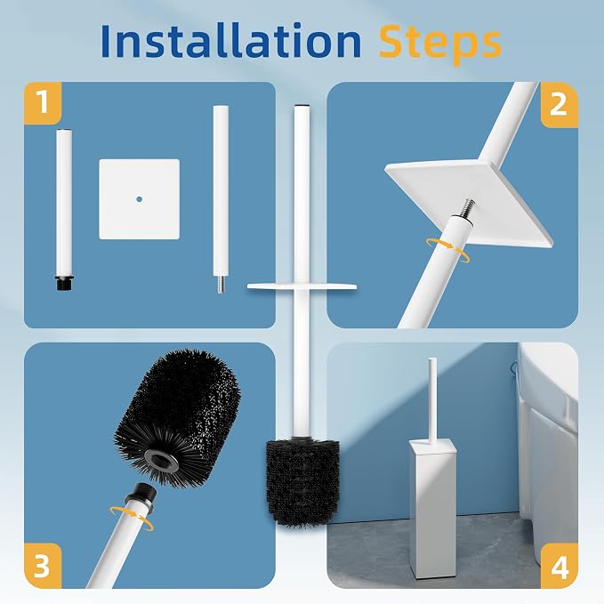 RUACQ Toilet Brush and Holder Set 2pcs, Square Toilet Bowl Brush - Image 8
