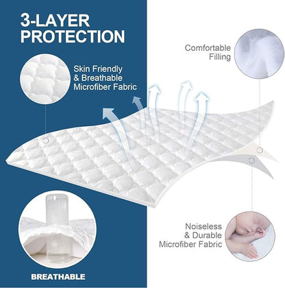King Size Air Mattress Cover, Thick Quilted Mattress Topper King, Super Soft Breathable and Noiseless Down Alternative Fiber Pillow Top Mattress Pad with Deep Pocket Fits Up to 23 Inch Mattress