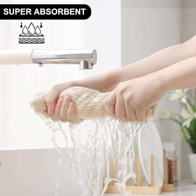 Homaxy 100% Cotton Kitchen Towels and Dishcloths Set, 12 x 12 Inches and 13 x - Image 3