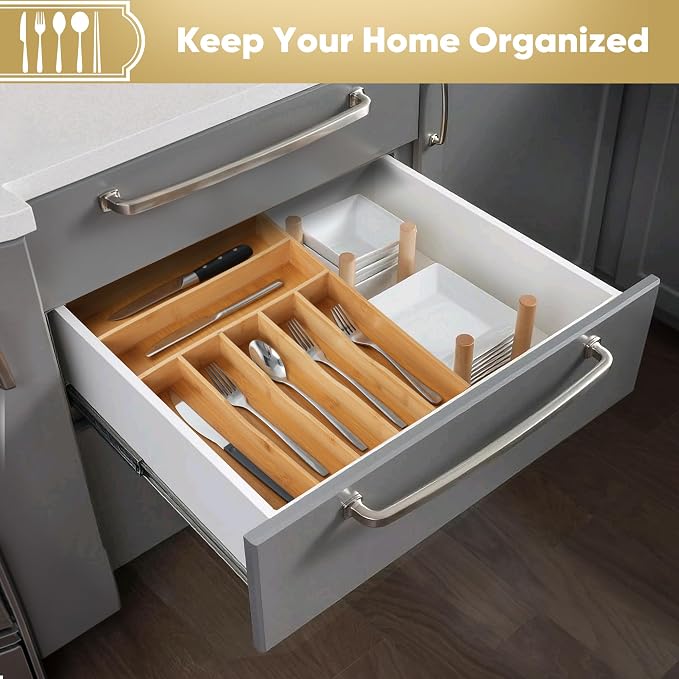 Silverware Organizer, 12.5 Inch Utensil Organizer Kitchen Drawer Organizer - Image 5