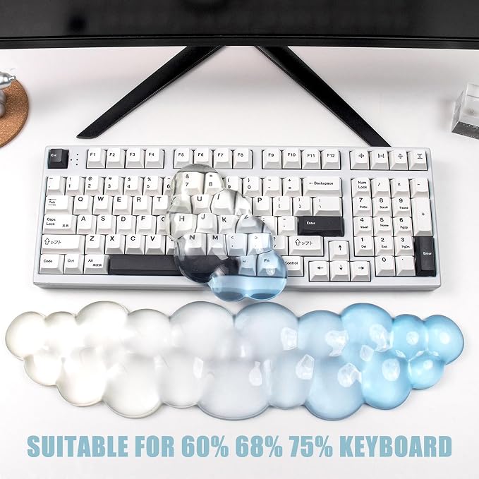 Ergonomic Gel Cloud Keyboard and Mouse Wrist Rest Set – Clear Wrist Rest - Image 3