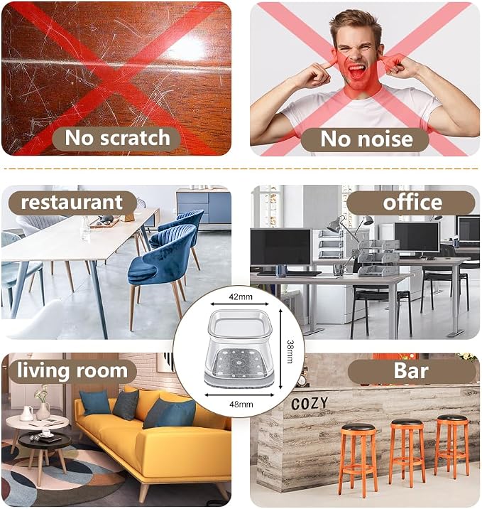 BUMACO Chair Leg Floor Protectors Square Chair Leg Protectors - Image 4