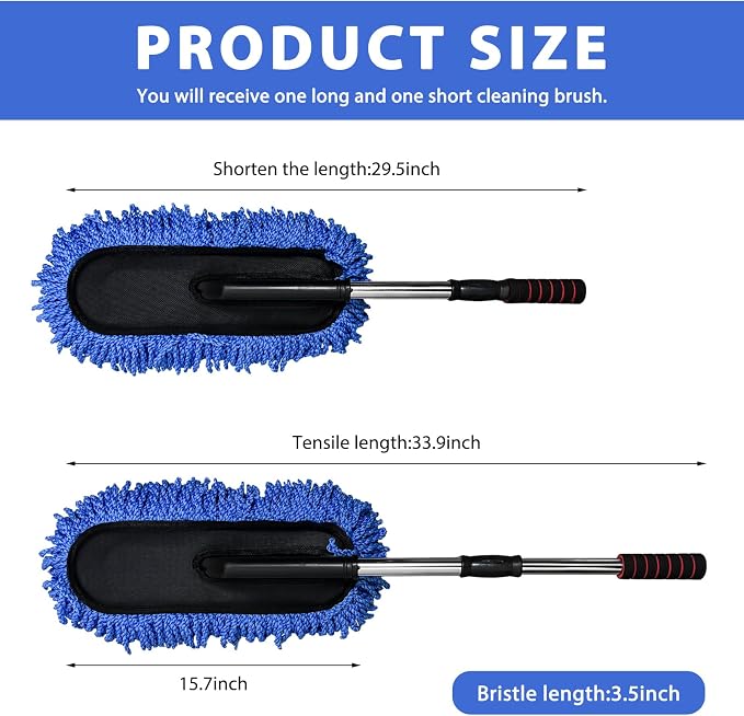 2 PCS Microfiber Car Dusters, Scratch Free Auto Exterior Dust Brust Set - Image 2