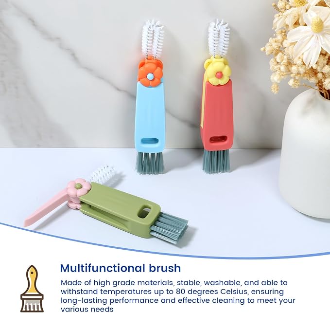 12 Pack 3 in 1 Cup Lid Cleaning Brush, 180° Rotatable Bottle Brush Gap Cleaner - Image 8