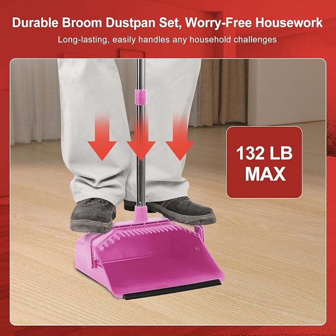 Broom with Dustpan Combo Set, Brooms and Dust Pan with Handle, Brooms with - Image 3