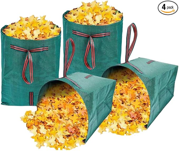 4-Pack Reusable Leaf Bags, 40-Gallon Collapsible Yard Waste Bags by RISETEX