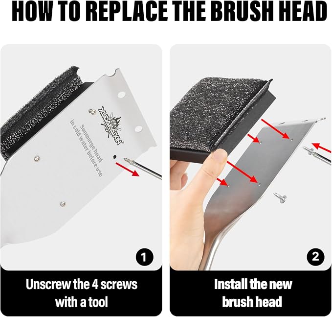 Grill Brush Bristle Free, Unique Steel Fibers Pad Perfect - Image 6