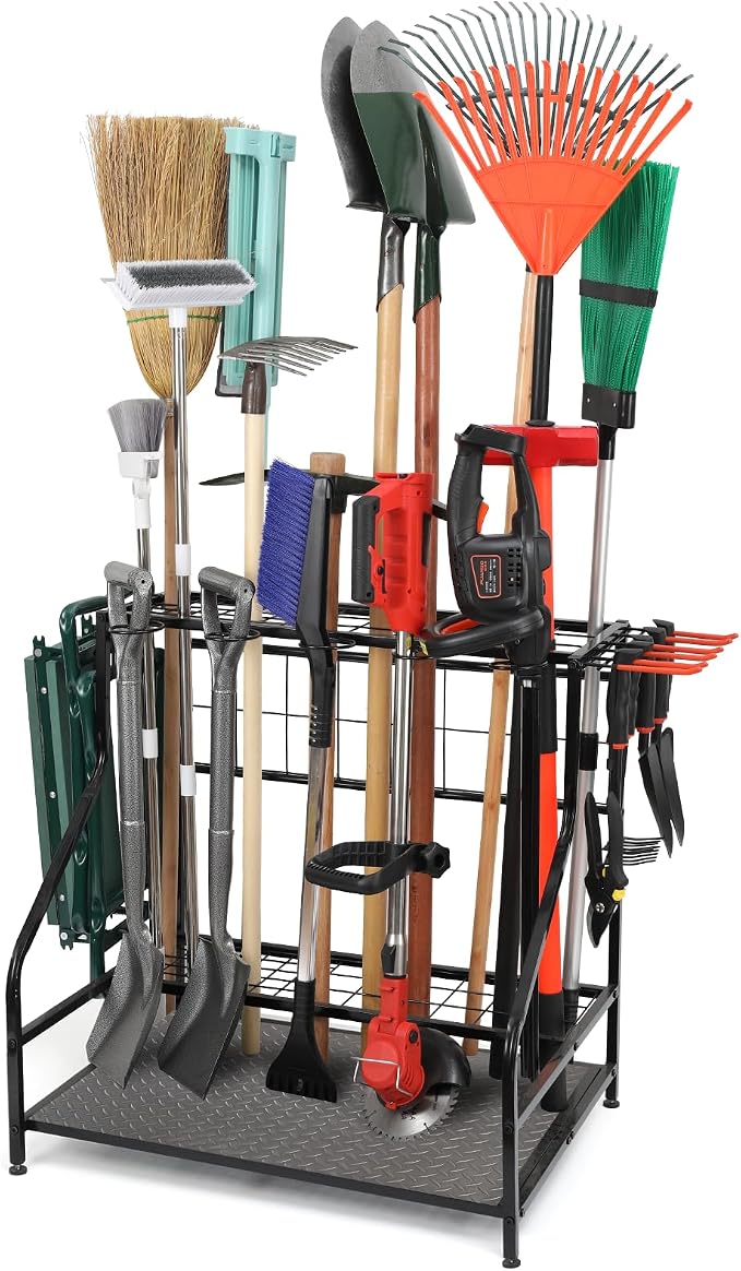 Garden Tool Organizer for Garage, Yard Tool Storage, Garden Tool Rack, for Shed by WEYIMILA