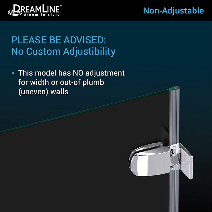 DreamLine Aqua Uno 34 5/16 inch W x 58 inch H Frameless Hinged Tub Door in Oil - Image 3