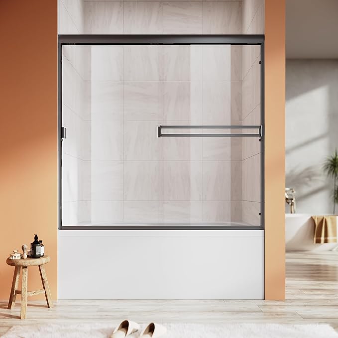 Bathtub Shower Door 56-60 in. W x 57 in. H, UCALAFEE Semi-Frameless Double by Ucalafee