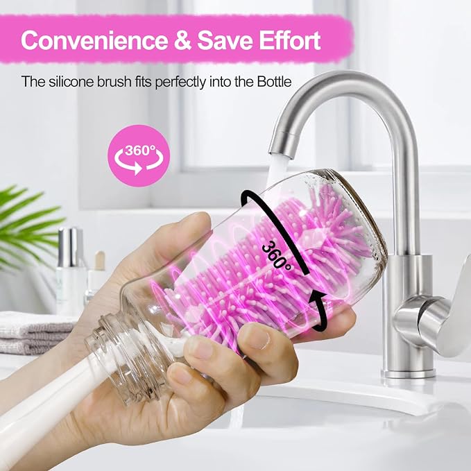 Bottle Brush Set with Drying Rack, Travel Bottle Cleaner Kit with Baby Bottle - Image 5