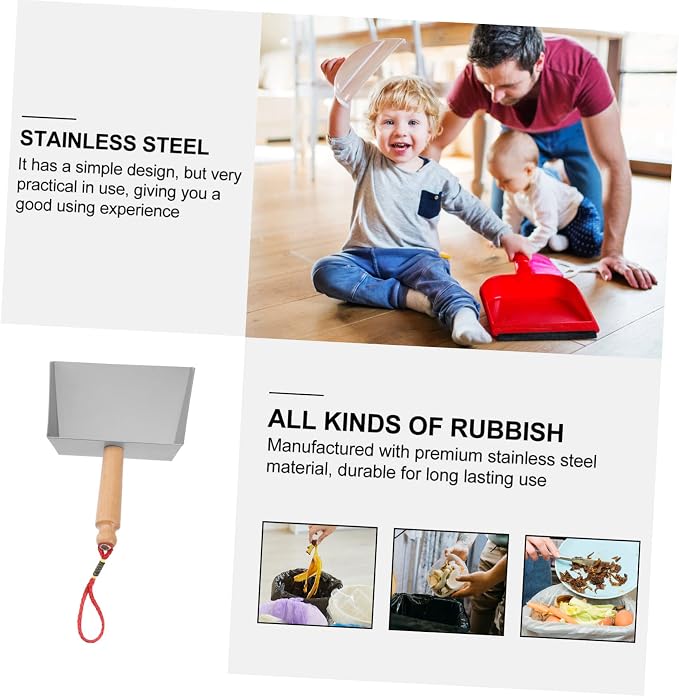 Healifty Stainless Steel Dustpan 8.66 Inch Mini Metal Dust Pan Compact - Image 3