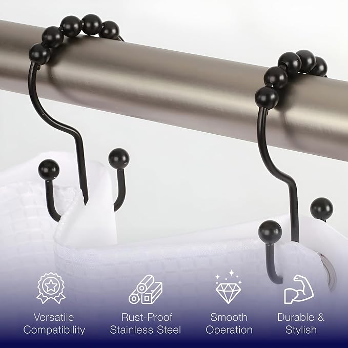 2lbDepot Double Shower Curtain Hooks Rings Premium Rust Resistant Stainless - Image 4