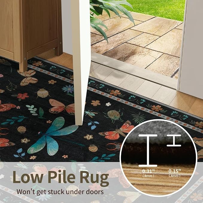 2x3 Washable Rug, Small Door Mat Floral Entryway Rug, Boho Front Door Mat - Image 4