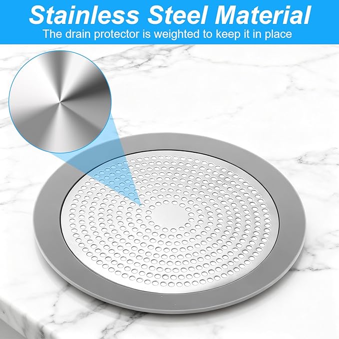 Flat Shower Drain Hair Catcher Stainless Steel Shower Drain Cover Hair Catcher - Image 3