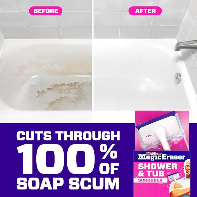 Mr. Clean Magic Eraser Shower & Tub Scrubber, Bathroom Cleaner, All in One - Image 4