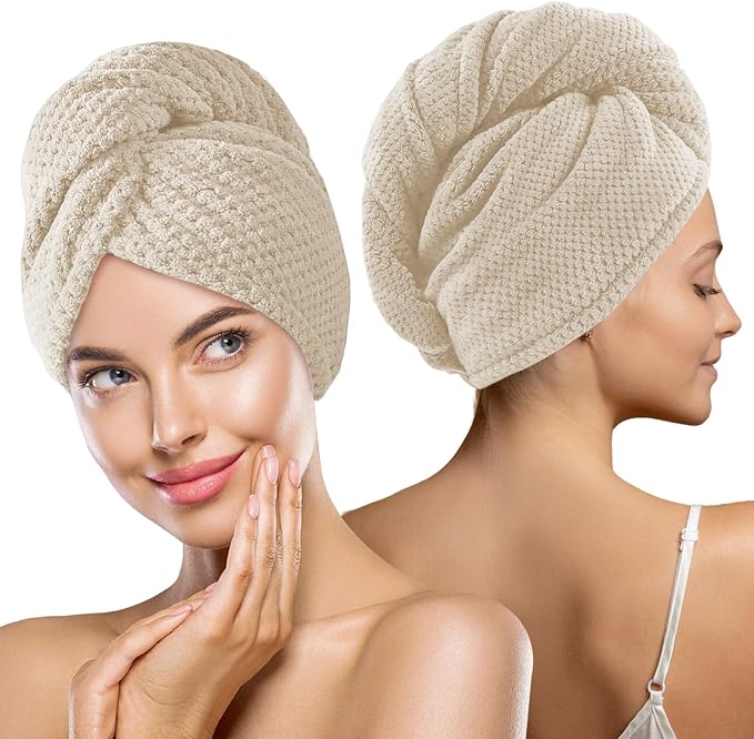 2 Pack Large Microfiber Hair Towel Wrap, Quick Dry Hair Towels by BESTCHOICEFORYOU%EF%BC%81