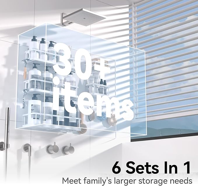YASONIC Shower Caddy, 6 Pack Large Capacity shower organizer - Image 3