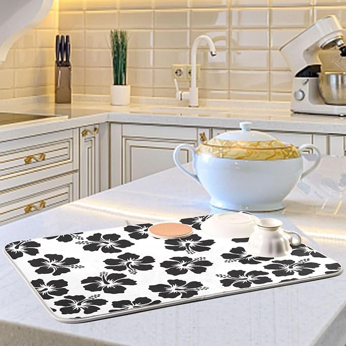 Tropical Hawaiian Hibiscus Flowers Dish Drying Mat - Image 6