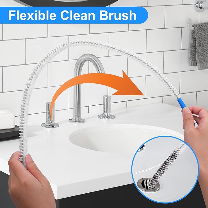 JIEYAO 2 Pack Flexible Drain Cleaning Tools, 23.6inch Bendable Long Drain Brush - Image 4