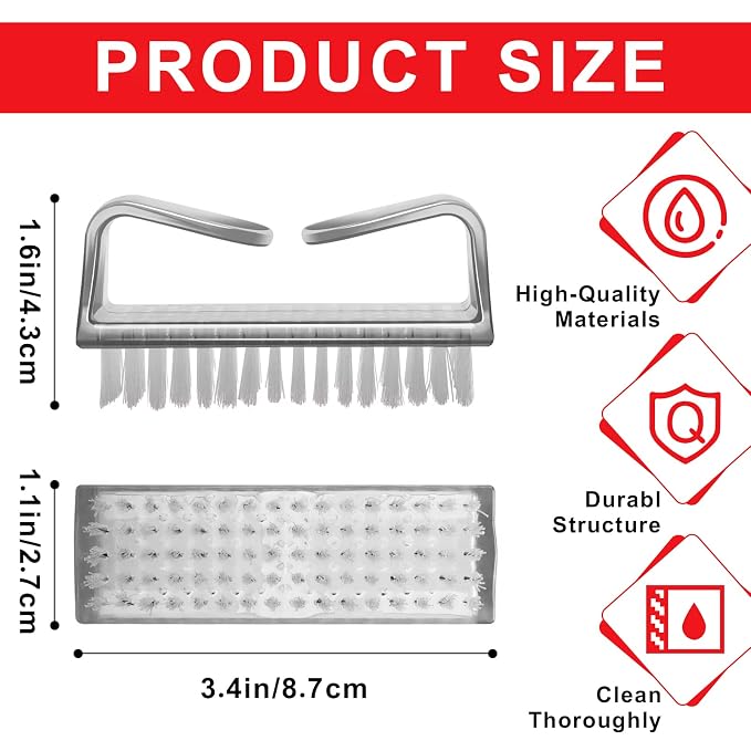 12Pcs Handle Grip Nail Brush, HOFASON Nail Brush - Image 2