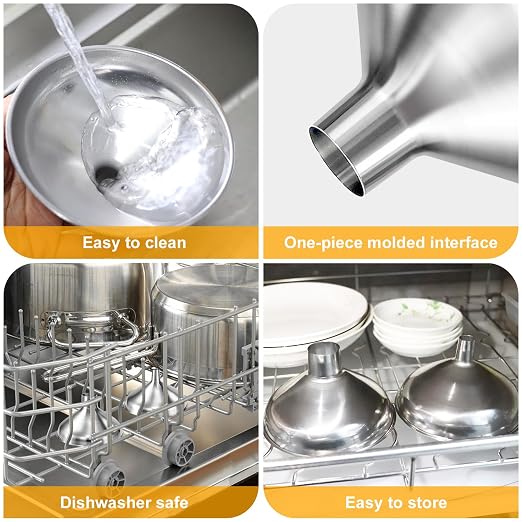 2 Pack Stainless Steel Kitchen Funnel Set - Image 4