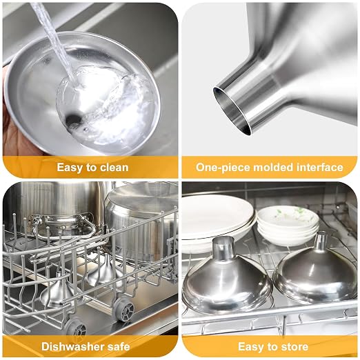 2 Pack Stainless Steel Kitchen Funnel Set - Image 4