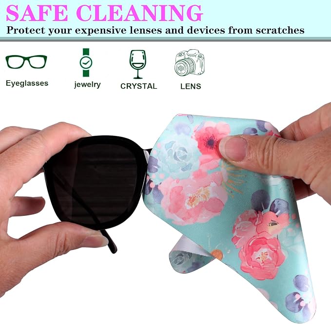 12Pcs Multicolor Flowers Drawing Microfiber Cleaning Cloths - Image 3