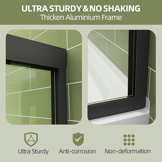 GETPRO Sliding Shower Door 50-54 in. W x 72 in. H Semi-Frameless Bypasss Double - Image 4