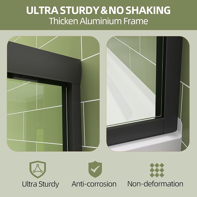 GETPRO Shower Door Double Sliding 62-66 in. W x 72 in. H Semi-Frameless Bypasss - Image 7