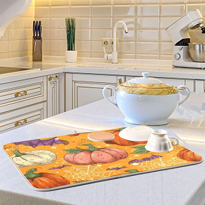 Halloween Colorful Pumpkin Pattern Dish Drying Mat - Image 6