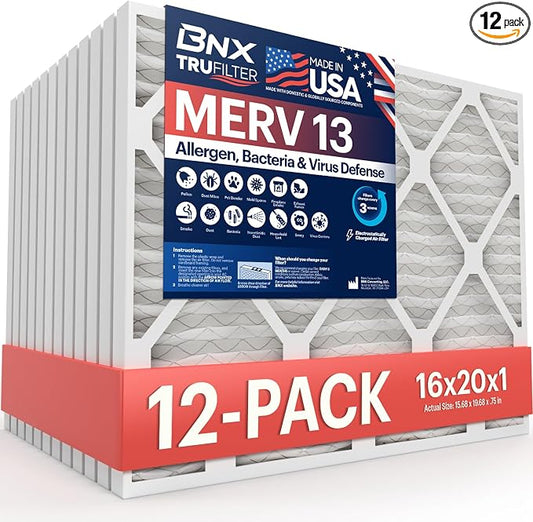 BNX TruFilter 16x20x1 MERV 13 AC Furnace Air Filter by BNX