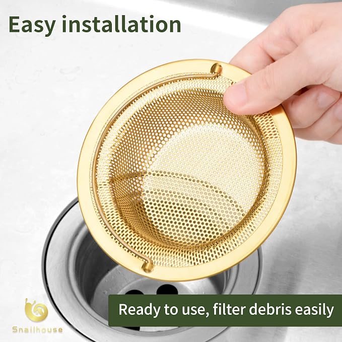 Snailhouse Sink Strainers, 2 Pack 4.5 Inches Stainless Steel Kitchen Mesh Sink - Image 3