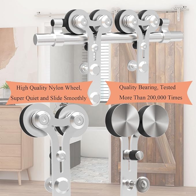 TSMST 5FT Sliding Barn Door Hardware Kit, Stainless Steel Heavy Duty Sturdy - Image 4