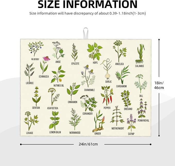 Cute Herbs Botanic Garden Plants Dish Drying Mat - Image 4