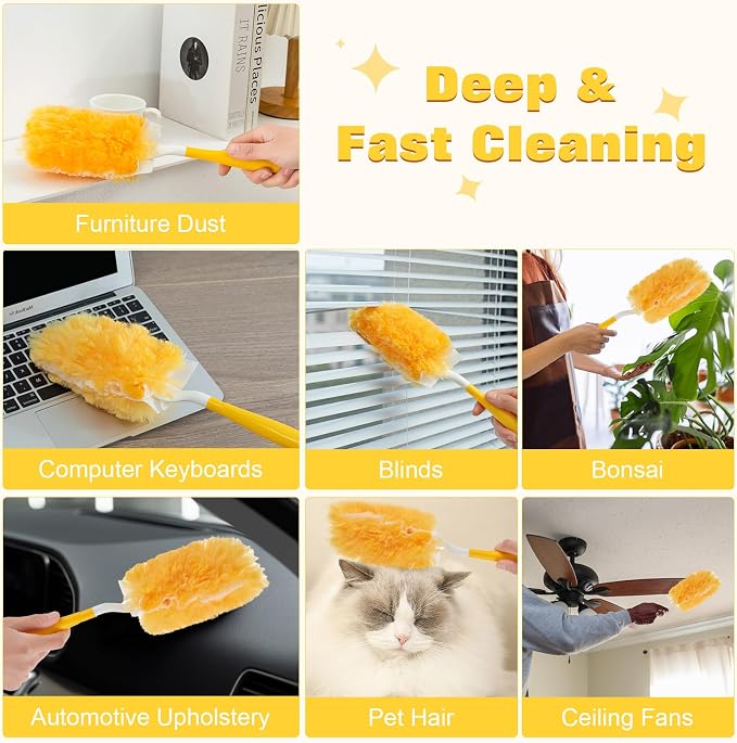 360° Heavy Duty Duster Refills for Swiffer Duster, 30 Pack & 1Handle 4X Faster - Image 6